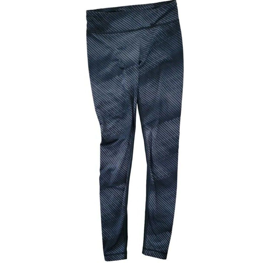 Under Armour Womens Leggings Size XS Heat Gear Striped Gray Black